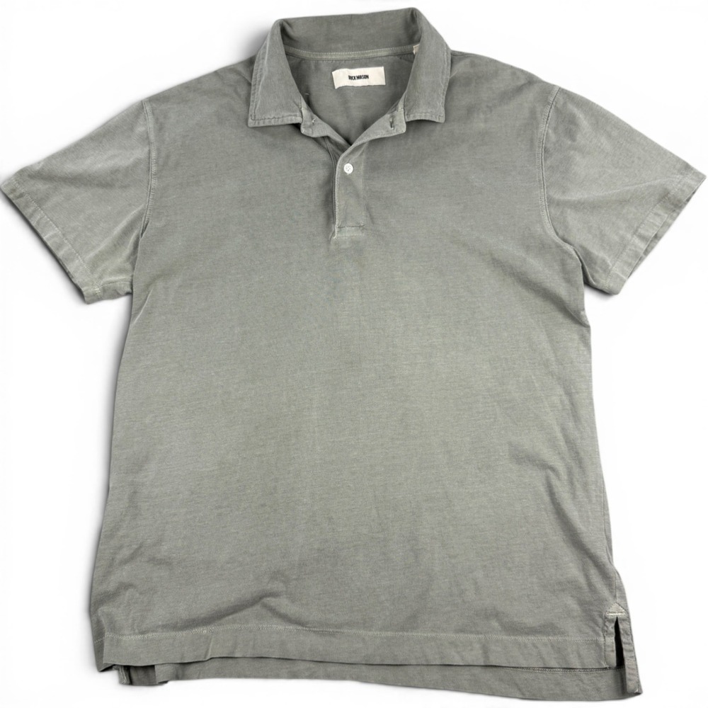 Buck Mason Sueded Cotton Jersey Polo Mens L Faded Green Venice Wash Slub Shirt